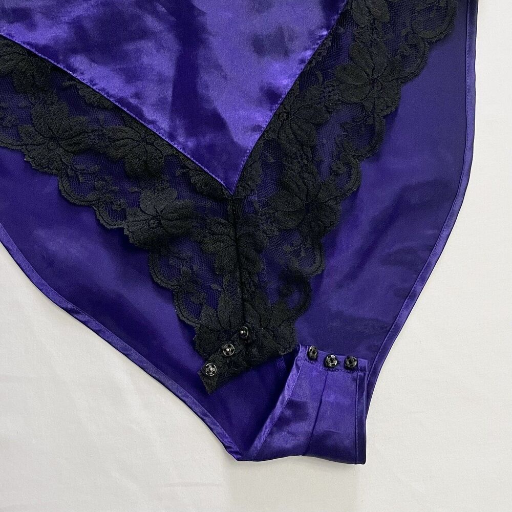 Vintage Victoria’s Secret Gold Label Women’s Size XS Purple Teddy Bodysuit Lace - Picture 7 of 9